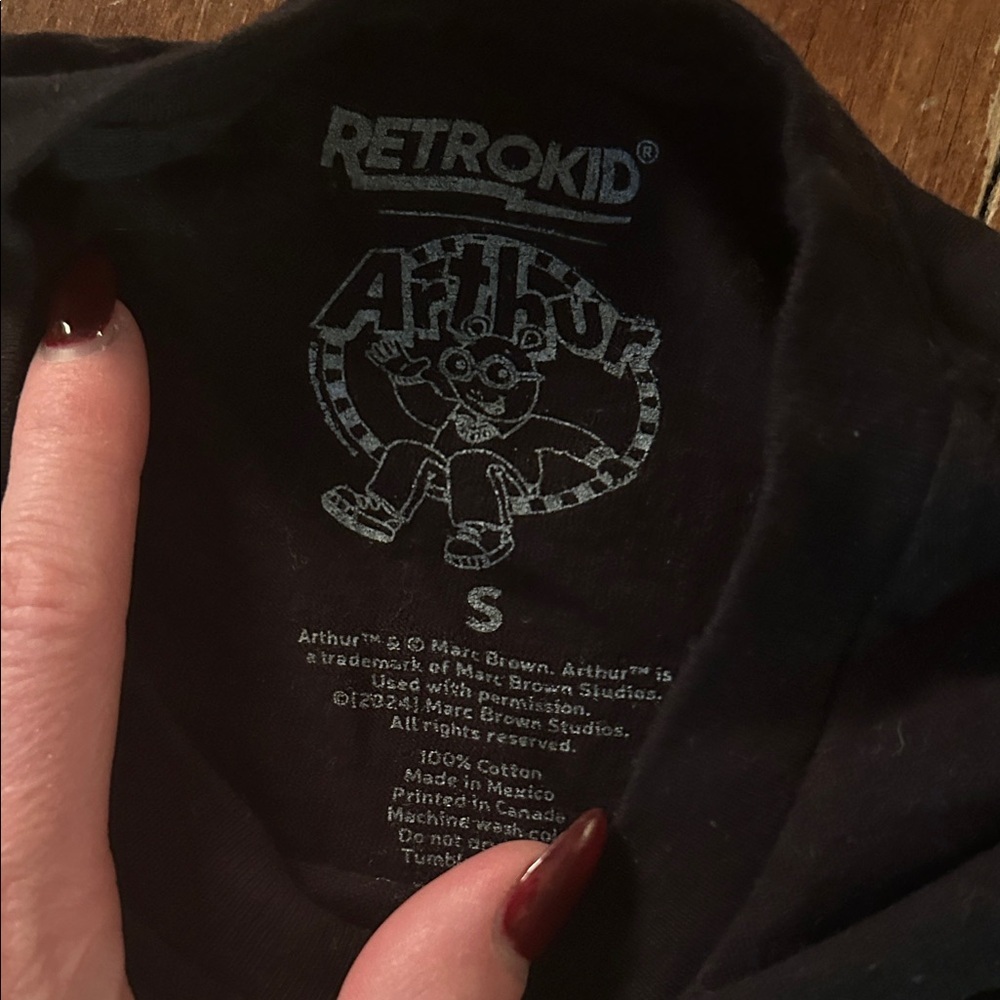 Retrokid Arthur Read Graphic T-Shirt – Black (Size S) -Arthur PBS - Picture 3 of 5